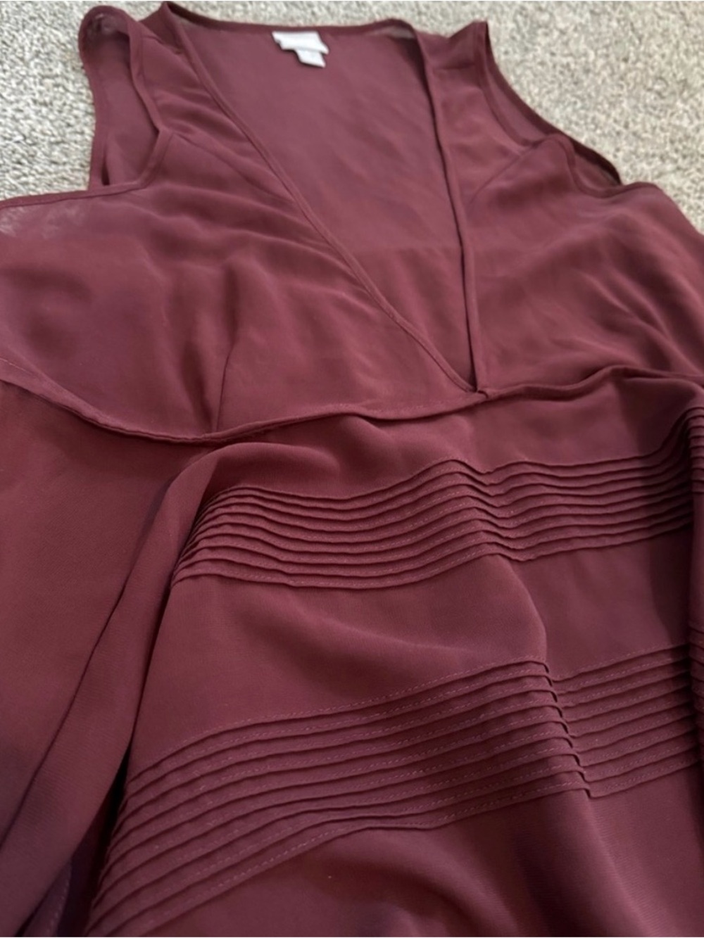 Converse Burgundy Asymmetrical V-Neck Handkerchief Hem top - Picture 3 of 5